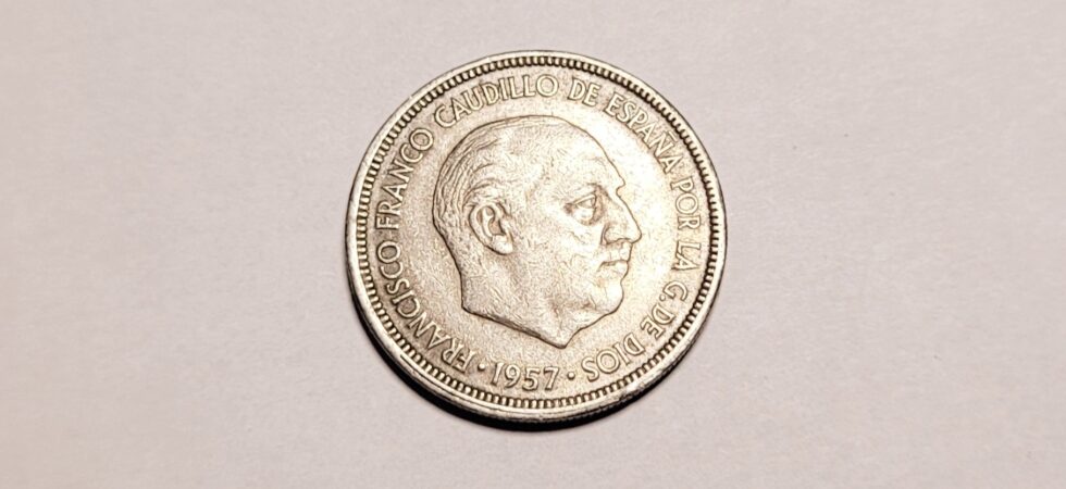 5 Peset 1957 (Hiszpania) – frankistowska moneta