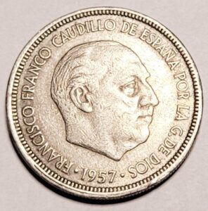 5-PTAS-1957-www.allfinds.com_.pl-4-296x300 5 Peset 1957 (Hiszpania Franco)